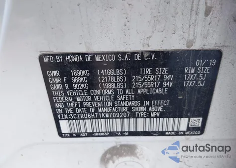 2019 Honda Hr-V Ex-L from USA, damaged, VIN 3CZRU6H71KM709207
